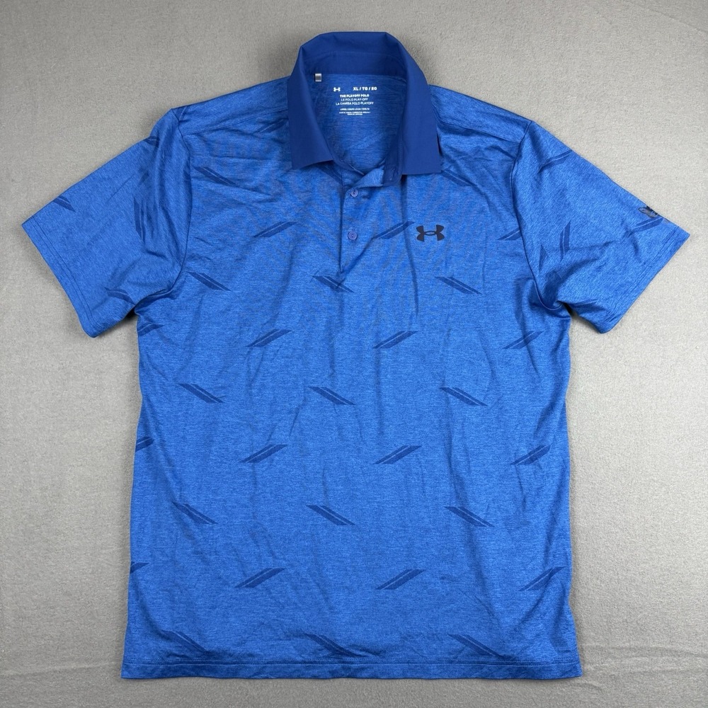 Under Armour Playoff Deuces Jacquard Polo Blue Golf Shirt Mens‎ XL 1377370